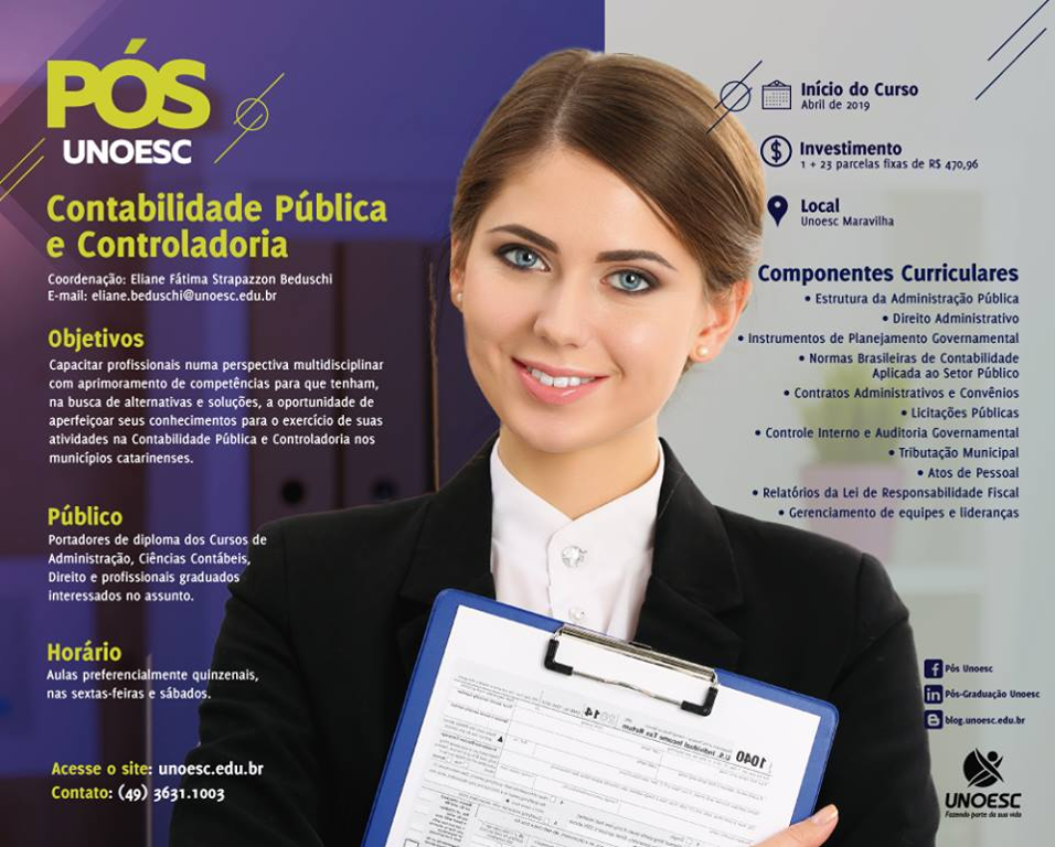 Read more about the article Pós em Contabilidade Pública e Controladoria UNOESC